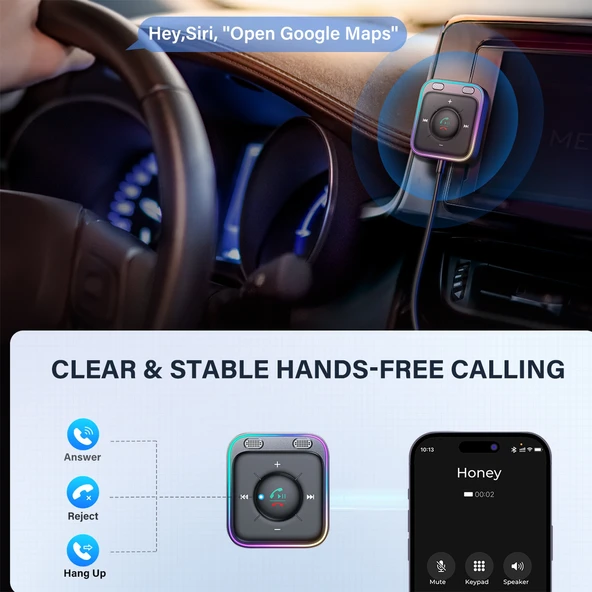 JOYROOM JR-CB3 Bluetooth 5.3 Kablosuz Araç Alıcısı Siyah - 7