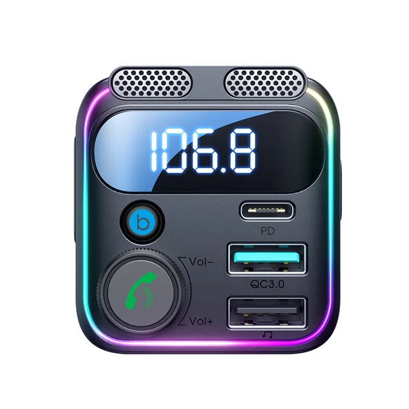 JOYROOM JR-CCB01 48W Çift Mikrofonlu Kablosuz Araç FM Verici Siyah - 2