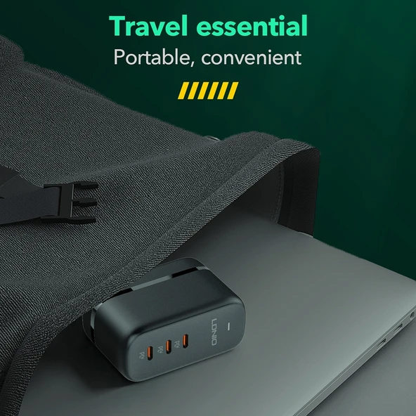 LDNIO Q367 65W GaN 3 Port USB C Hızlı Şarj Cihazı 1m USB C Veri Kablosu UK Priz Siyah - 12