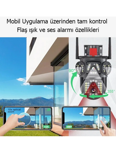 4G Bağlantılı 4 Lens Full HD CCTV Güvenlik Kamerası - 5