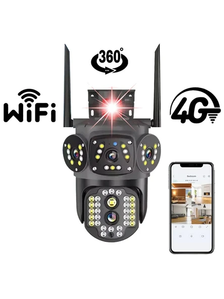 4G Bağlantılı 4 Lens Full HD CCTV Güvenlik Kamerası
