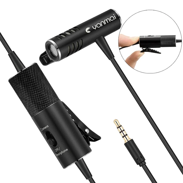 Yanmai R933S Profesyonel Klipsli 3.5mm Jack Lavalier Çok Yönlü Yayın Kondansatör Mikrofon - 3