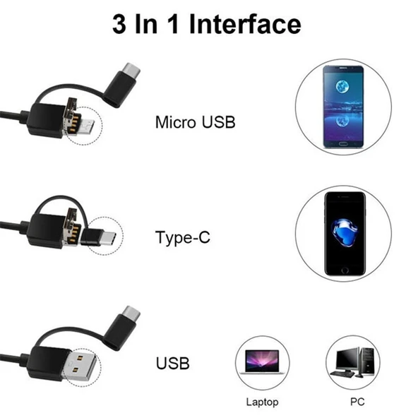 3 in 1 USB HD Dijital Muayene Otoskop Kulak Tipi Dijital Endoskop Kulak Kiri Temizleyici - 7