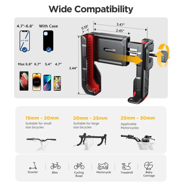 JOYROOM JR-ZS266 Bisiklet Gidon Telefon Tutucu Siyah 4.7-6.8 İnç Uyumlu - 8