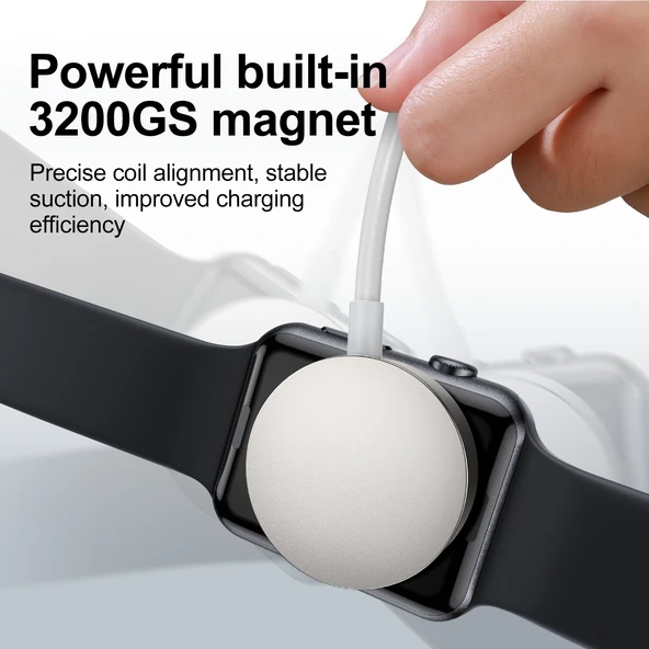 JOYROOM S-IW004 Type-C USB-C Manyetik Şarj Kablosu 1.2m Beyaz Apple Watch Uyumlu - 5