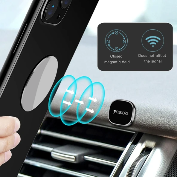 Yesido C81 Araba Gösterge Paneli Mini Güçlü Manyetik Telefon Tutucu Siyah - 7