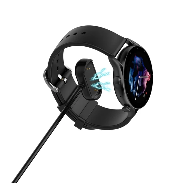 Amazfit T-Rex 2 Manyetik Şarj Kablosu USB Portlu 1 Metre Çip Korumalı Siyah - 6