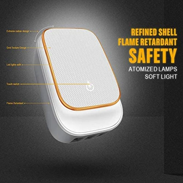 LDNIO A3305 Seyahat Şarj Cihazı 3 USB Portlu 3.4A 8 Pin Veri Kablosu ve Dokunmatik LED Gece Lambası EU Priz - 8