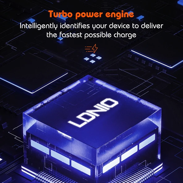 LDNIO Q366 65W USB ve Çift Type-C Portlu Şarj Cihazı 1m USB-C/Type-C Veri Kablosu UK Priz Siyah - 11