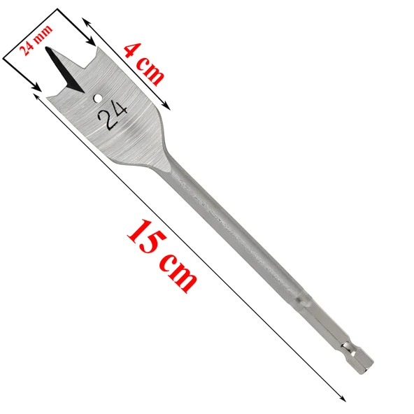 Ahşap Delme Ucu Matkap Ucu Tahta Sunta Plastik Alçıpan Delme Ucu Bits Yaprak Uç 24 mm - 3