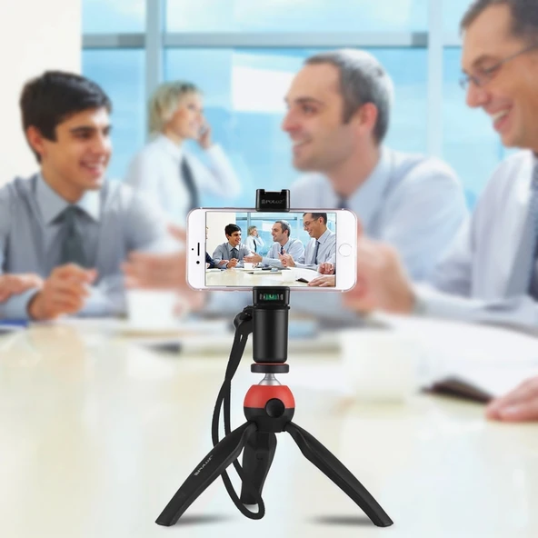 PULUZ Vlogging Canlı Yayın El Tutamağı Selfie Rig Sabitleyici ABS Tripod Adaptör Montaj Soğuk Ayakkabı Tabanlı ve Bilek Askılı - 8