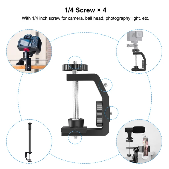 PULUZ C Kelepçe Montaj Işığı Standı Uzatma Merkezi Mil Çubuğu Monopod Tutucu Seti 33-60cm Siyah - 3