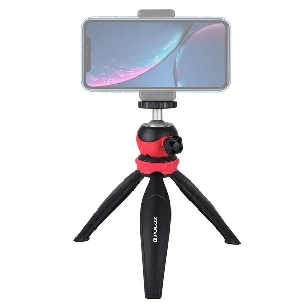 PULUZ 20cm Kırmızı Plastik Cep Tripod Montajı 360 Derece Top Başlıklı Akıllı Telefon GoPro DSLR Kamera