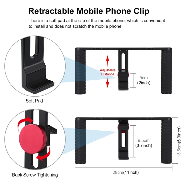PULUZ Vlogging Canli Yayın Telefon Video Rig Çekim Kolu Stabilizer Alüminyum Braket - 3