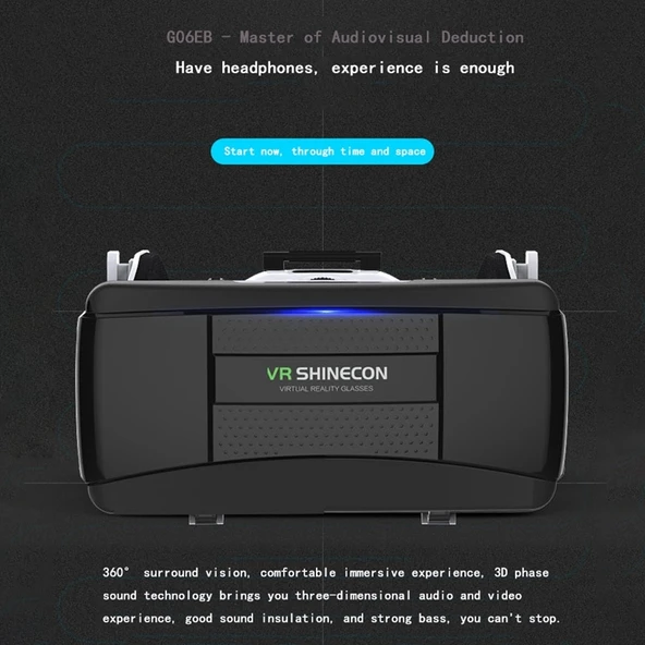 VR Shinecon G06EB Sanal Gerçeklik 3D Video Gözlüğü 4.7-6.1 Inç Telefon Uyumlu Beyaz HiFi Kulaklıklı - 9