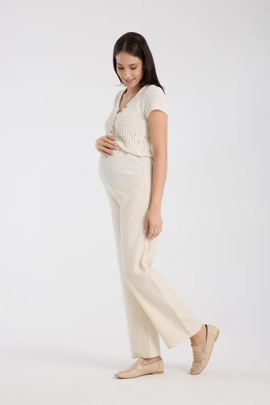 IŞŞIL 4564-Esnek Karın Banlı Hamile Giyim Bol Paça Kumaş Pantolon - 3