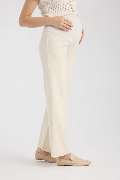 IŞŞIL 4564-Esnek Karın Banlı Hamile Giyim Bol Paça Kumaş Pantolon - 5