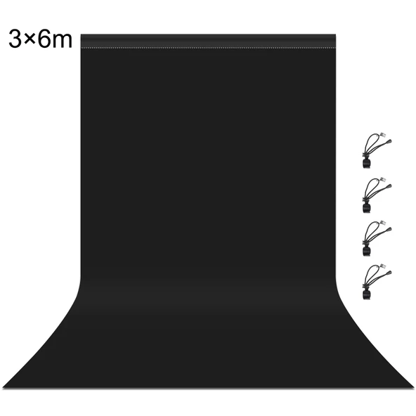PULUZ 3m x 6m Fotoğraf Stüdyosu Arka Plan Kumaşı Siyah Kalın