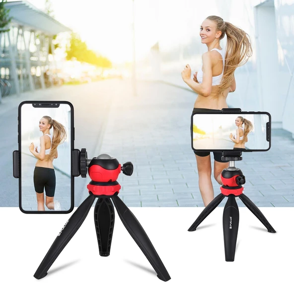 PULUZ 20cm Kırmızı Plastik Cep Tripod Montajı 360 Derece Top Başlıklı Akıllı Telefon GoPro DSLR Kamera - 7