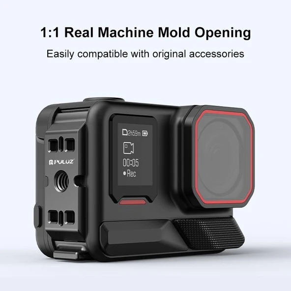 Insta360 Ace Pro 2 Uyumlu PULUZ ACE AC Alüminyum Alaşımlı Manyetik Hızlı Bırakma Pil Yan Arayüz Kapağı Siyah - 3