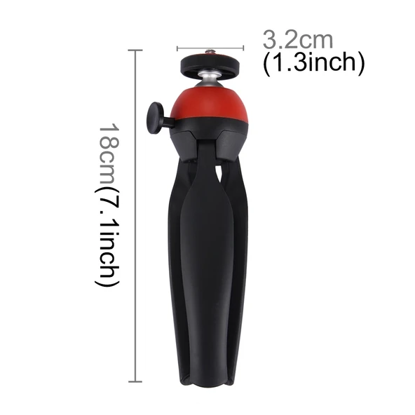 PULUZ Cep Mini Tripod Montajı 360 Derece Top Başlıklı Kırmızı Telefon Tutucu - 4