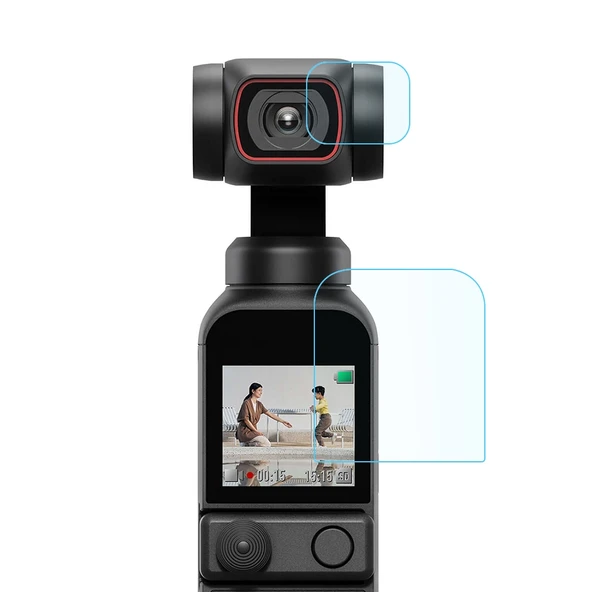 DJI OSMO Pocket 2 Uyumlu 9H 2.5D HD Temperli Cam Lens Koruyucu ve Ekran Filmi - 2