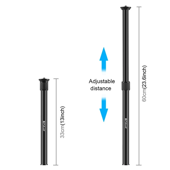PULUZ Teleskopik Uzatmalı Merkezi Şaft Çubuğu Monopod Tutucu 33-60cm Siyah - 2