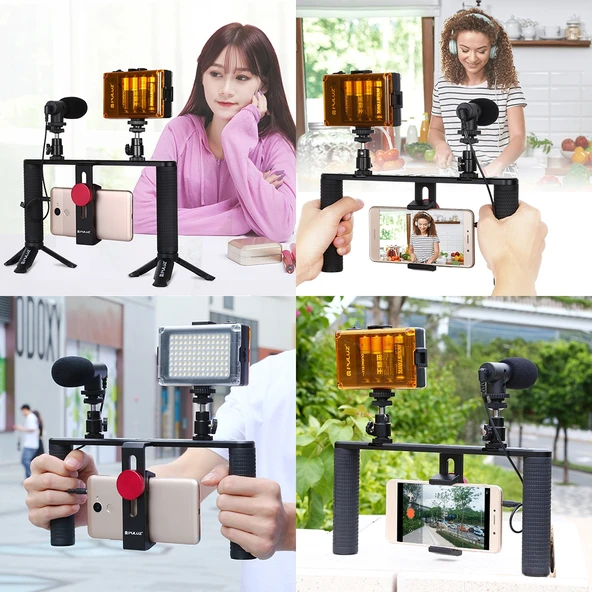 PULUZ Vlogging Canli Yayın Telefon Video Rig Çekim Kolu Stabilizer Alüminyum Braket - 7