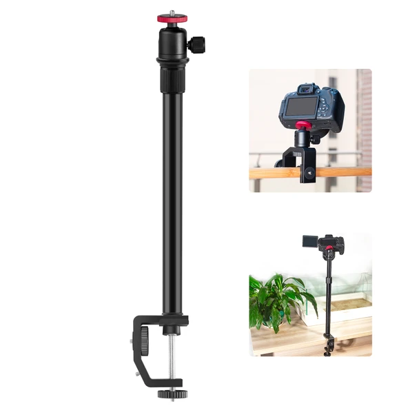 PULUZ C Kelepçe Montajlı Işık Standı Uzatma Merkezi Mili Çubuk Monopod Tutucu Seti Top Başlıklı 33-60cm Siyah