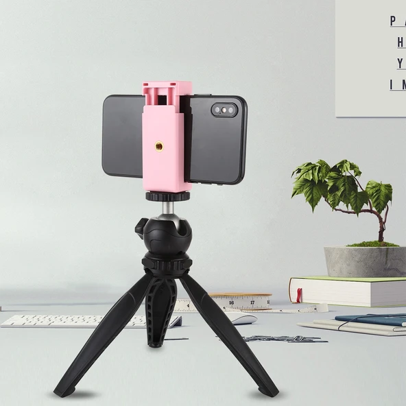 PULUZ Selfie Çubuğu Tripod Telefon Tutucu Pembe 14 İnç Vida Delikli Soğuk Ayaklı - 5