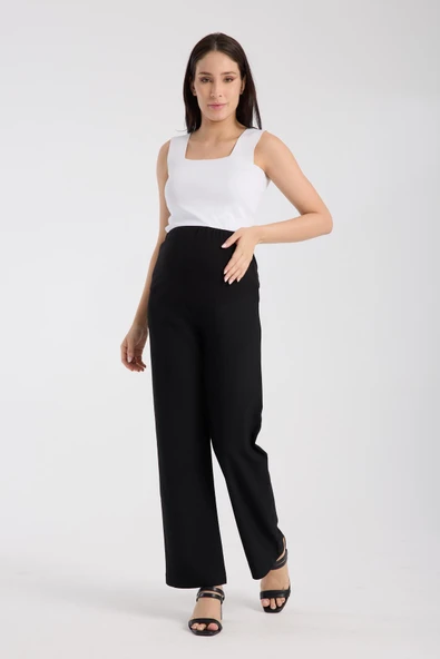 IŞŞIL 4564-Esnek Karın Banlı Hamile Giyim Bol Paça Kumaş Pantolon - 9