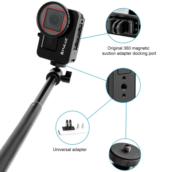 Insta360 Ace Pro Ace Metal Kafes Adaptör Çerçeve 52mm UV Filtre Siyah - 6