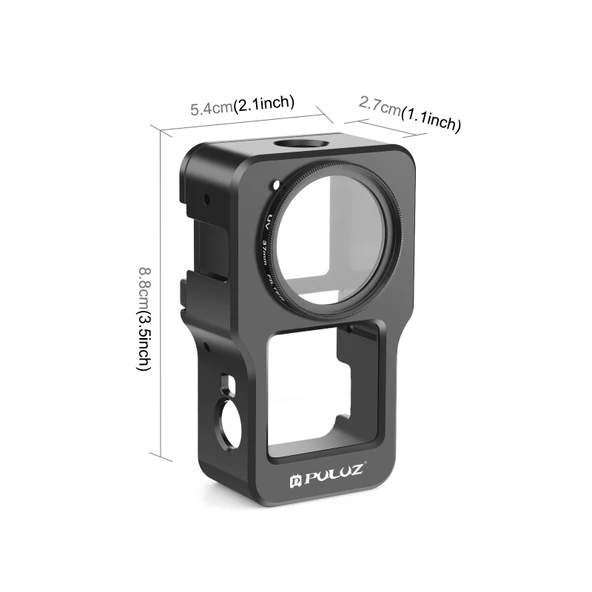 PULUZ CNC Alüminyum Alaşımlı Kafes DJI Action 2 Siyah - 2