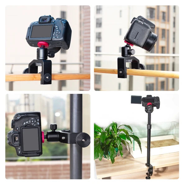 PULUZ C Kelepçe Montaj Işığı Standı Uzatma Merkezi Mil Çubuğu Monopod Tutucu Seti 33-60cm Siyah - 5
