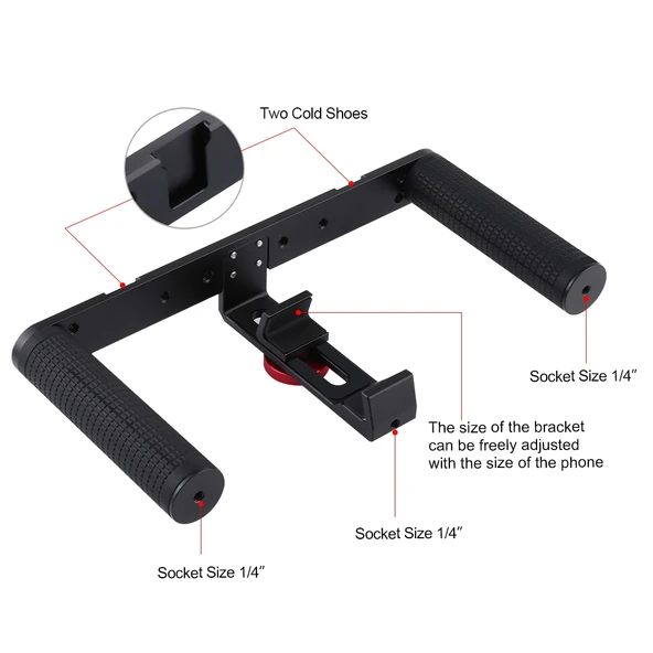 PULUZ Vlogging Canli Yayın Telefon Video Rig Çekim Kolu Stabilizer Alüminyum Braket - 4