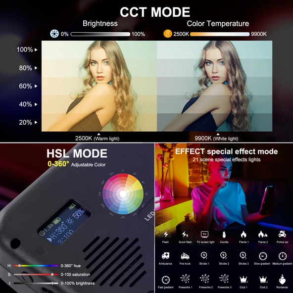 PULUZ Cep Tipi 135 LED RGB Tam Renkli Güzellik Dolgu Işığı Taşınabilir Kamera Üstü Fotoğraf LED Işığı - 4