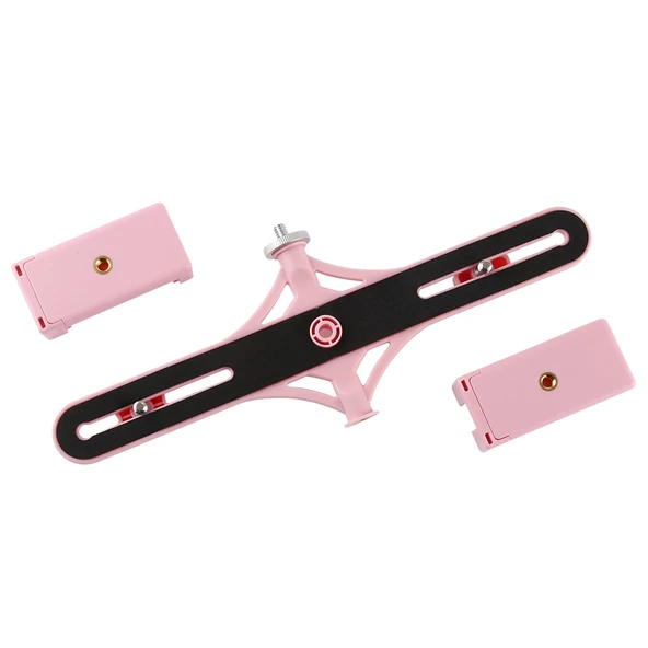 PULUZ Canlı Yayın Çift Telefon Tutucu Yatay Stand Pembe - 5