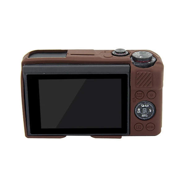 Canon EOS G7 X Mark II Uyumlu Yumuşak Silikon Kamera Kılıfı Kahverengi - 3