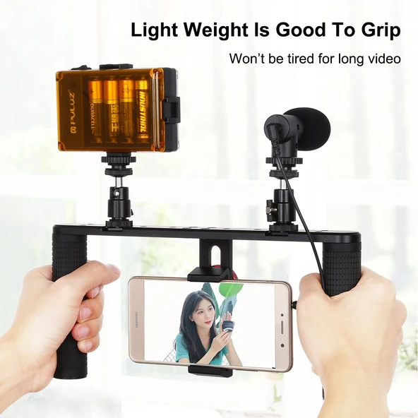 PULUZ Vlogging Canli Yayın Telefon Video Rig Çekim Kolu Stabilizer Alüminyum Braket - 5