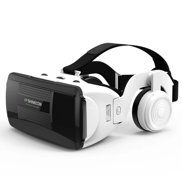 VR Shinecon G06EB Sanal Gerçeklik 3D Video Gözlüğü 4.7-6.1 Inç Telefon Uyumlu Beyaz HiFi Kulaklıklı