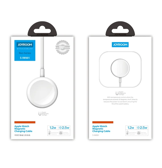 JOYROOM S IW001 Ben Serisi 1.2m 2.5W Taşınabilir Manyetik Şarj Kablosu Apple Watch Beyaz - 3