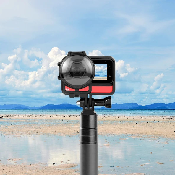 Insta360 One RS 360 Edition Uyumlu PULUZ Plastik Çerçeve Kılıf ve Lens Koruyucu Siyah - 7