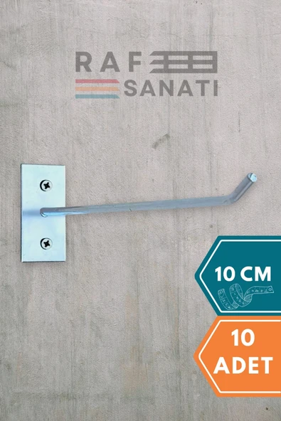 10 Adet Duvar Kancası 10 Cm Duvar ve Suntaya Monte Askı Vidalı Kanca Raf Kancası Raf Askısı Aksesuar - 1