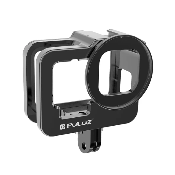 GoPro HERO9 Black İçin Kalınlaştırılmış CNC Alüminyum Alaşımlı Koruyucu Kafes UV Lensli Siyah - 2
