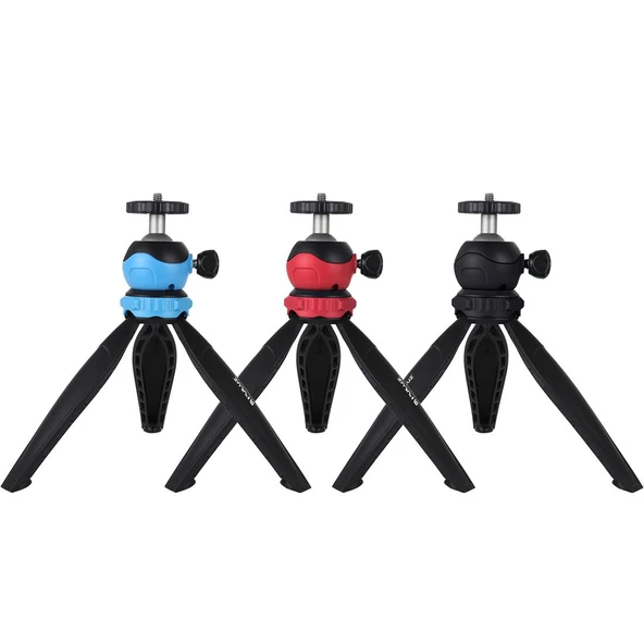 PULUZ 20cm Kırmızı Plastik Cep Tripod Montajı 360 Derece Top Başlıklı Akıllı Telefon GoPro DSLR Kamera - 9