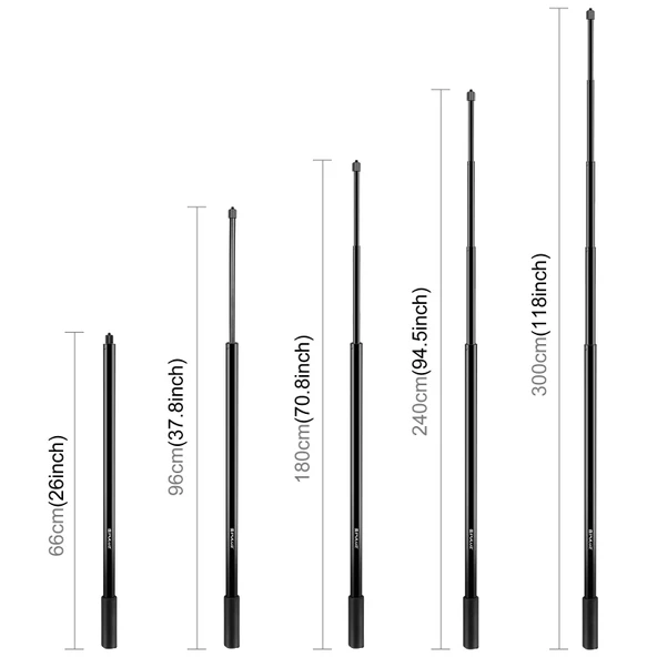 PULUZ 3 Metre Metal Selfie Çubuğu Monopod Insta360 One RS X2 X3 X4 Siyah - 3