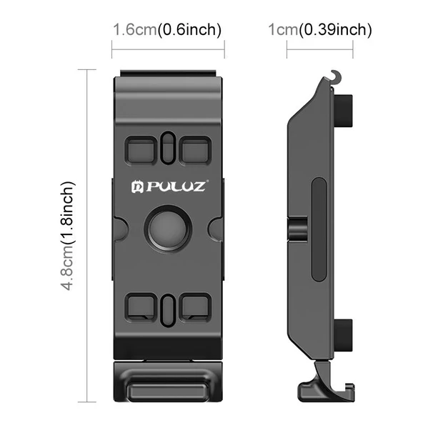 Insta360 Ace Pro 2 Uyumlu PULUZ ACE AC Alüminyum Alaşımlı Manyetik Hızlı Bırakma Pil Yan Arayüz Kapağı Siyah - 2