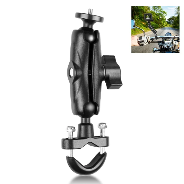 PULUZ Motosiklet Gidon Sabit Montaj U-Bolt Taban Tutucu Siyah