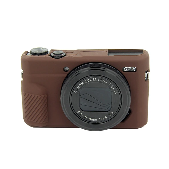 Canon EOS G7 X Mark II Uyumlu Yumuşak Silikon Kamera Kılıfı Kahverengi