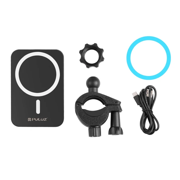 PULUZ 15W Manyetik Qi Kablosuz Şarj Cihazı Vlogging Telefon Tutucu Siyah - 8